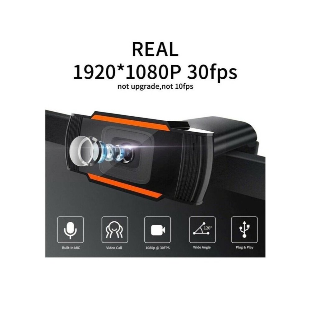 Phisco Webcam with Microphone 1080P Full HD Web Camera, Plug and Play USB Stream